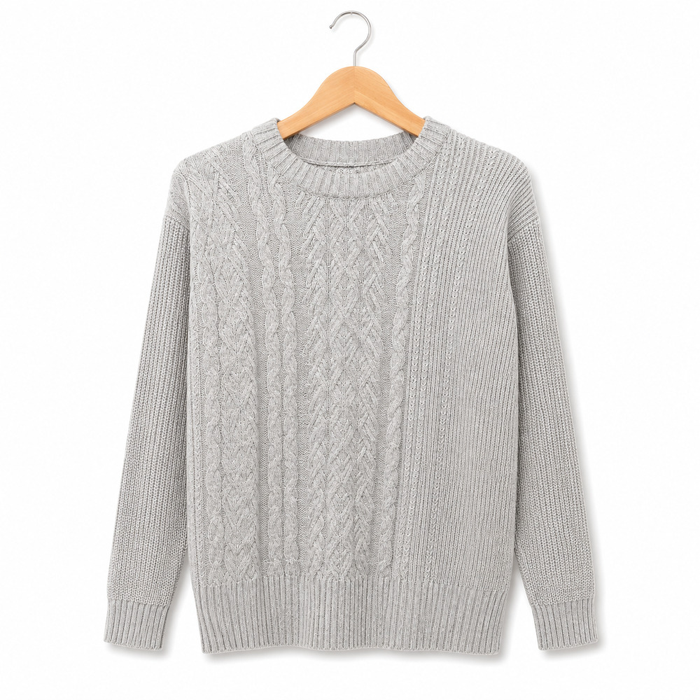 Banana Republic Sweater Womens Size Small Gray Cable Knit Wool Blend Fisherman